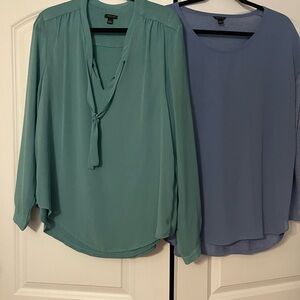 Ann Taylor Teal Tie-Neck Blouse